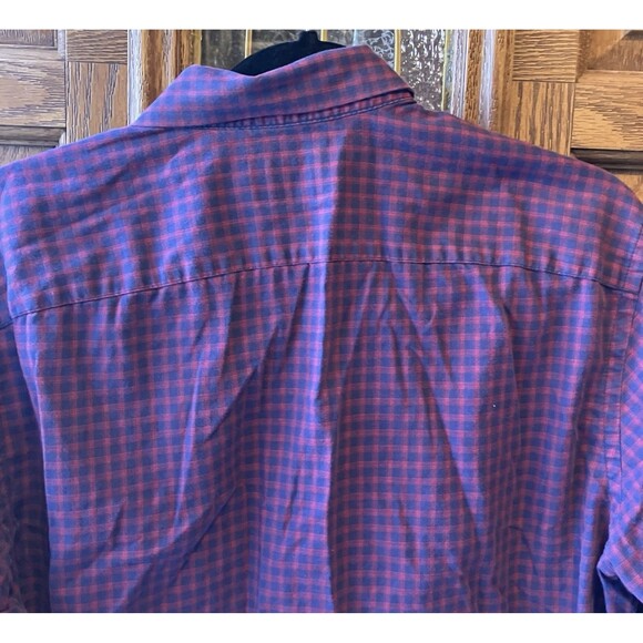 Untuckit Men's Andretti Plaid Navy/Red Button Front Shirt Size Large GUC - Picture 7 of 10